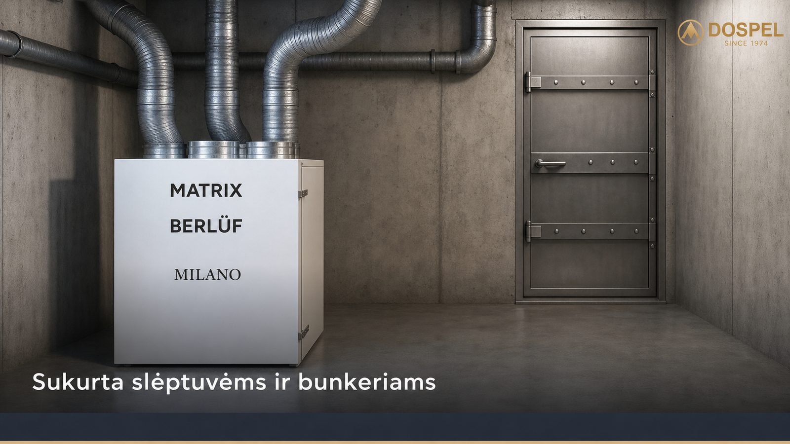 Berluf Matrix sukurta slėptuvėms ir bunkeriams baneris